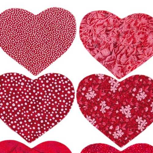16 Brick Cotton Fabric Heart Die Cut Shapes - The Homespun Loft