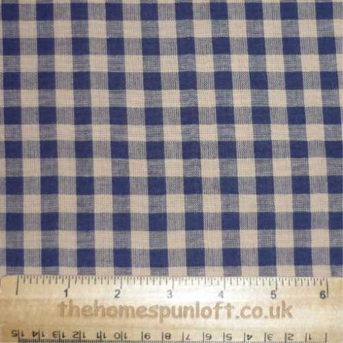 Primitive Navy and Tan Homespun Checked Fabric - The Homespun Loft