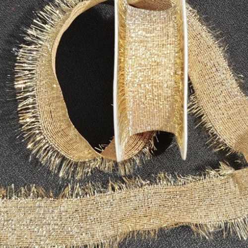 40mm Gold Sparkle Trim Christmas Wired Ribbon - The Homespun Loft