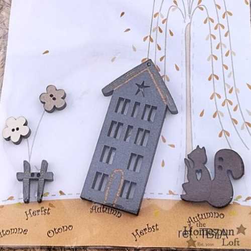 Pack of Autumn House and Garden Buttons - The Homespun Loft