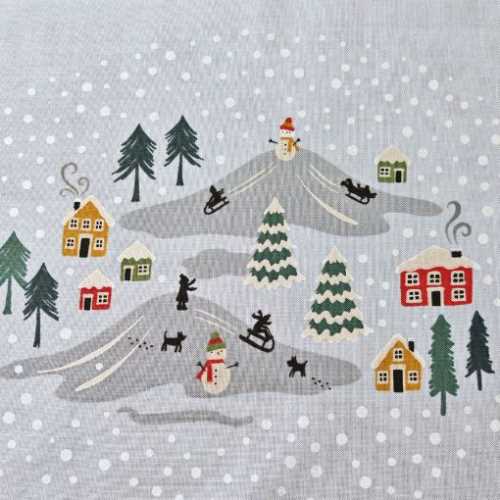 Snow Day Table Runner and Placemats Fabric Panel - The Homespun Loft