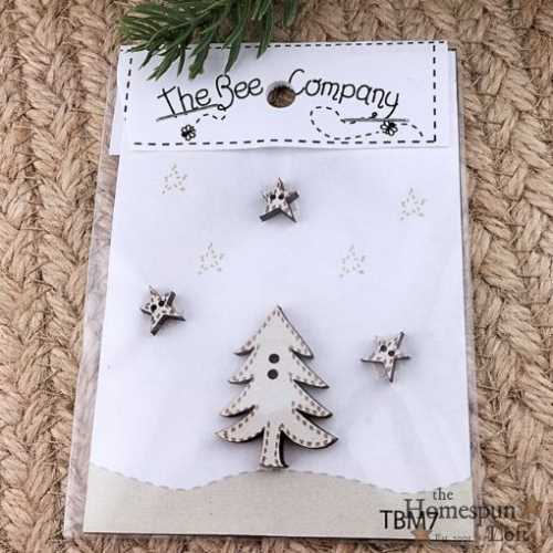 Primitive Winter White Christmas Tree and Stars - The Homespun Loft