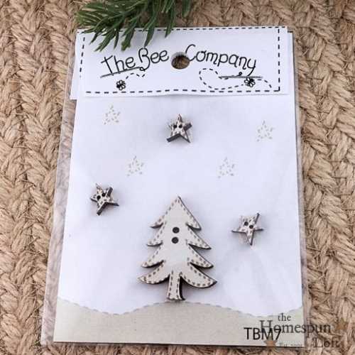 Primitive Winter White Christmas Tree and Stars - The Homespun Loft