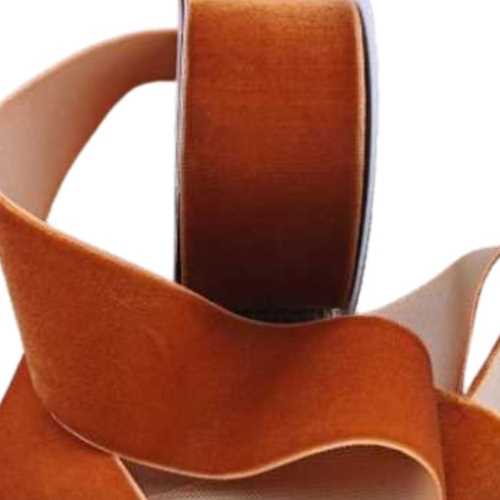 38mm Beautiful Soft Burnt Orange Velvet Ribbon - The Homespun Loft