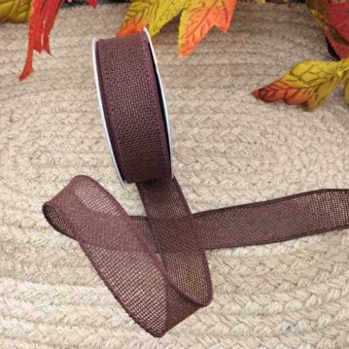 Autumn Harvest Brown Hessian Wired Ribbon - The Homespun Loft