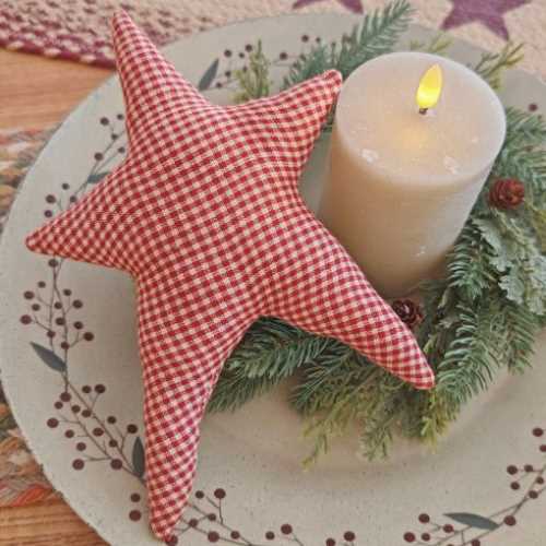 8" Primitive Homespun Star Bowl Filler - The Homespun Loft