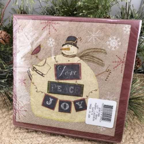 2 Designs Primitive Christmas Snowmen Napkins - The Homespun Loft