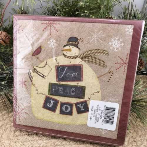 Primitive Christmas Snowmen Paper Napkins - The Homespun Loft