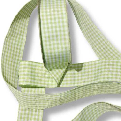 27mm Light Green and White Gingham Ribbon - The Homespun Loft
