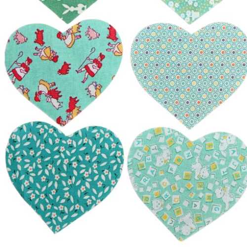 16 Green Cotton Fabric Heart Die Cut Shapes - The Homespun Loft
