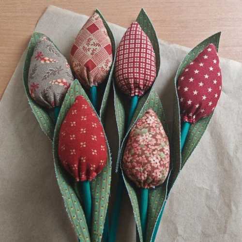 Country Fabric Flower Bouquet of Tulips Civil War - The Homespun Loft
