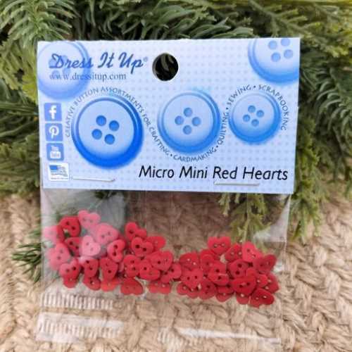 6mm Primitive Mini Red Heart Crafting Buttons - The Homespun Loft