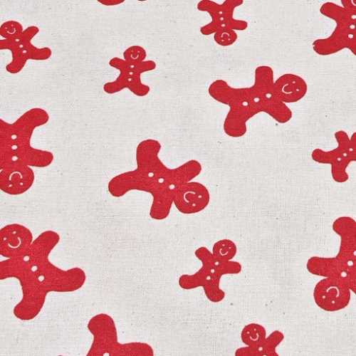 Cream and Red Gingerbread Men Christmas Fabric - The Homespun Loft