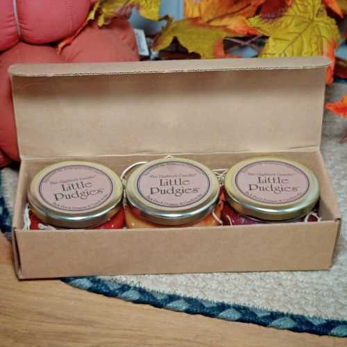 Box of 3 Primitive Quilters Candles - The Homespun Loft