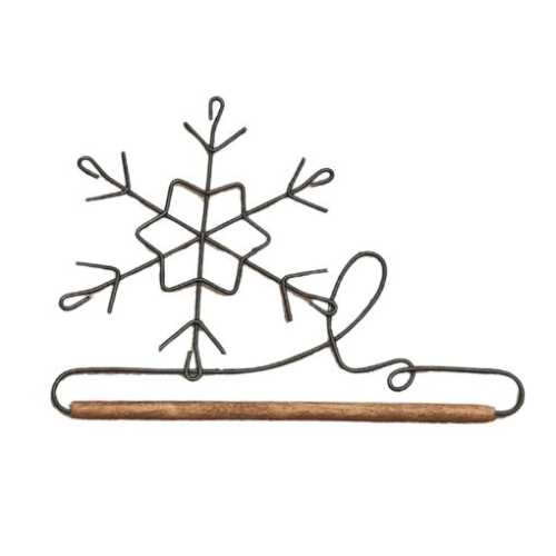 6" Snowflake Wire Quilt Hanger with Wooden Dowel - The Homespun Loft