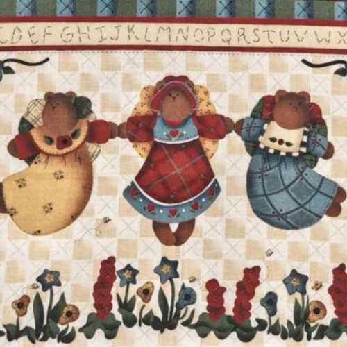 16" Country Bears at Heart Panel by Leslie Beck - The Homespun Loft