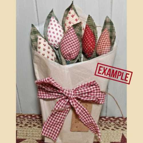 Country Fabric Flower Bouquet of Mixed Tulips - The Homespun Loft