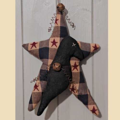 10" Primitive Star and Crow Hanging Decoration - The Homespun Loft