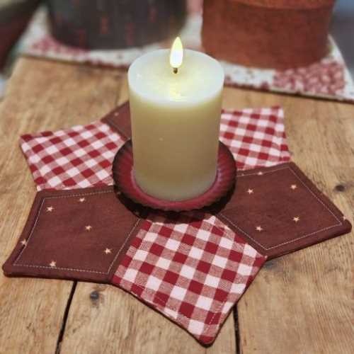 Homespun Star Quilted Candle Mug Table Mat - The Homespun Loft