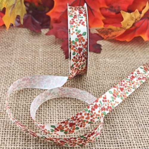 Autumn Fall Berries Satiny Craft Ribbon - The Homespun Loft
