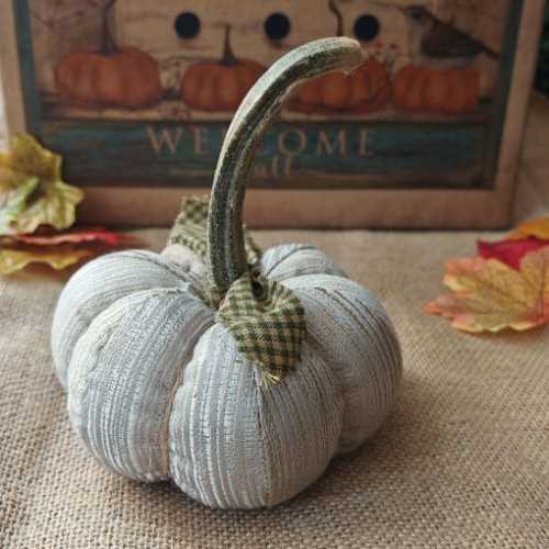 5" Handmade Fabric Ghost Pumpkin Autumn Decor - The Homespun Loft