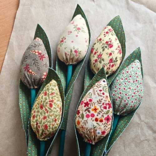 Country Fabric Flower Bouquet of Tulips Yellows - The Homespun Loft