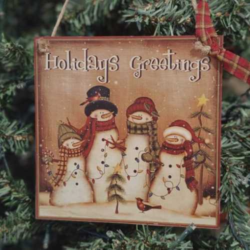 6" Primitive Christmas Snowman Hanger - The Homespun Loft