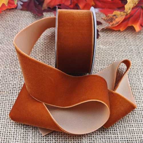 Beautiful Soft Burnt Orange Velvet Ribbon - The Homespun Loft