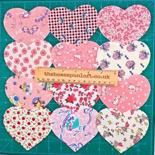 12 Cotton Fabric Heart Die Cut Shapes - The Homespun Loft