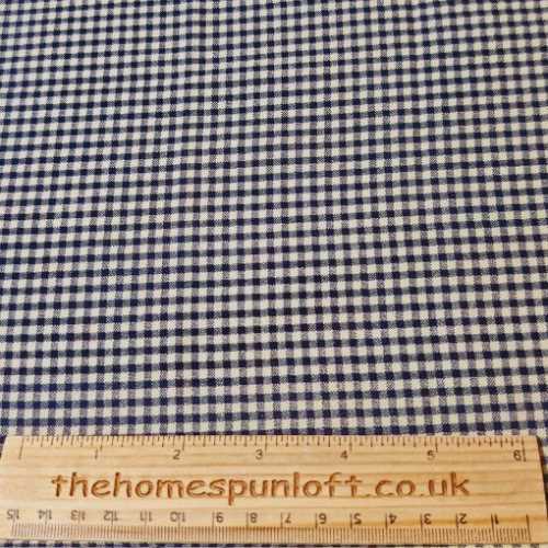 FQ Navy Tan Primitive Checked Fabric Print - The Homespun Loft